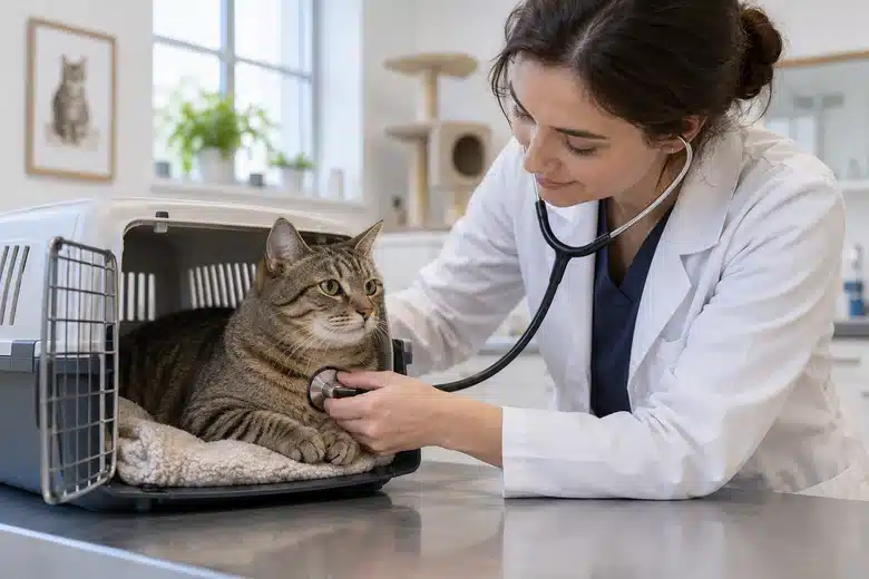 A cat examination illustrates why the visit fee and treatment need separate benefit checks