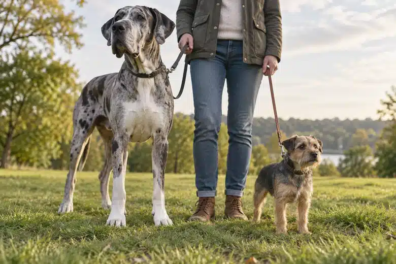 Different-sized dogs illustrate why a breed comparison must hold other quote inputs steady