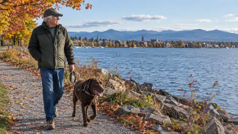 Illustrative lakeside setting for the Plattsburgh area; not a photograph of a verified insurer or clinic.