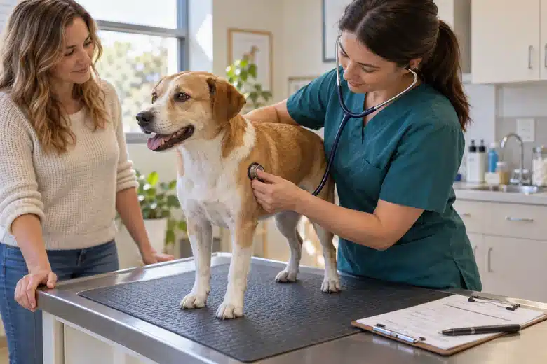 A veterinary assessment begins the clinical record that may later support a claim
