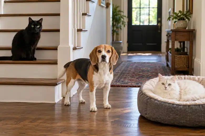 Illustrative multi-pet household: each animal needs its own identifiable coverage record.